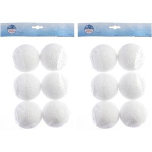 Kunstsneeuw 18x witte sneeuwballen 8 cm - Sneeuwversiering/sneeuwdecoratie witte sneeuw kerstballen