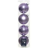 12x stuks kerstballen heide lila paars van glas 10 cm - mat/glans - Kerstversiering/boomversiering
