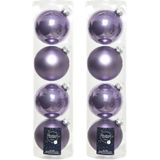 12x stuks kerstballen heide lila paars van glas 10 cm - mat/glans - Kerstversiering/boomversiering