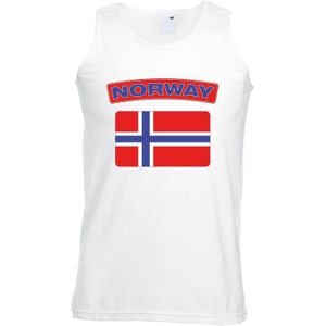 Noorwegen singlet shirt/ tanktop met Noorse vlag wit heren