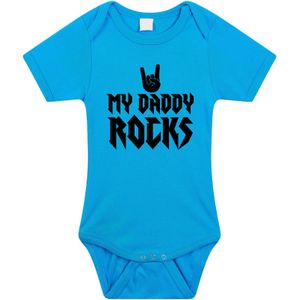 Daddy rocks tekst baby rompertje blauw jongens - Kraamcadeau/ Vaderdag cadeau - Babykleding