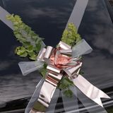 Santex trouwauto lint met strikjes - Bruiloft - zilver - just married - autodecoratie set