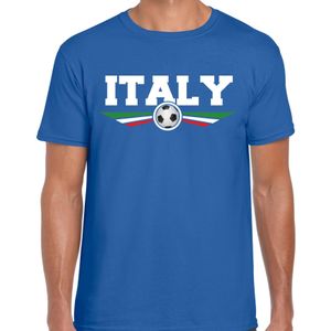 Italie / Italy landen / voetbal t-shirt met wapen in de kleuren van de Italiaanse vlag - blauw - heren - Italie landen shirt / kleding - EK / WK / voetbal shirt