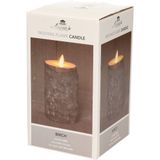 2x stuks bruine berkenhout kleur LED kaarsen / stompkaarsen 12,5 cm - Luxe kaarsen op batterijen met bewegende vlam