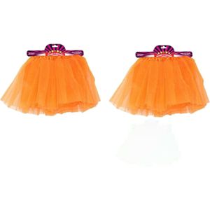 Guirca 2x stuks Supporters verkleed rokje tutu oranje voor dames - onderrokjes - One size