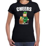 St. Patricks day t-shirt zwart voor dames - Cheers - Ierse feest kleding / outfit / kostuum