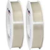 2x XL Hobby/decoratie beige kunststof sierlinten 2,5 cm/25 mm x 91 meter- Luxe kwaliteit - Cadeaulint kunststof lint/ribbon