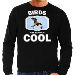 Dieren arenden sweater zwart heren - birds are serious cool trui - cadeau sweater rode wouw roofvogel/ arenden liefhebber