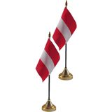 2x stuks oostenrijk tafelvlaggetje 10 x 15 cm met standaard - landen vlaggen thema feestartikelen/versieringen