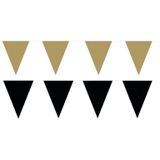 Zwart/Gouden feest punt vlaggetjes pakket - 120 meter - slingers / vlaggenlijn