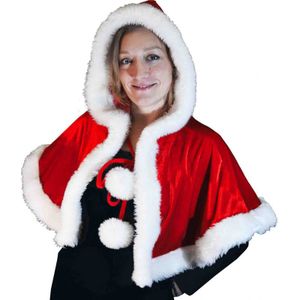 Sandy Kerst cape met capuchon - rood - voor dames