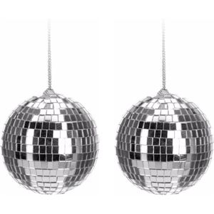 8x Kerstboom decoratie discobal kerstballen zilver 6 cm - Kerstversiering