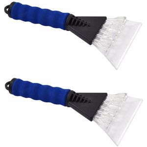 3x IJskrabbers met zacht handvat blauw 25 cm - Autoruiten ijskrabbers - Auto winter accessoires