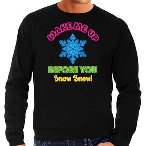 Bellatio Decorations Apres ski sweater heren - wake me up before you snow snow - zwart - wintersport