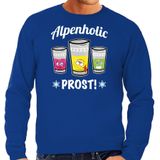 Bellatio Decorations Apres ski sweater heren - Alpenholic - blauw - wintersport - skien/snowboarden