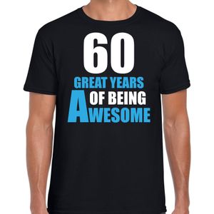 60 Great years of being awesome cadeau t-shirt zwart voor heren - 60 jaar verjaardag kado shirt / outfit
