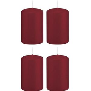 16x Bordeauxrode cilinderkaars/stompkaars 5 x 8 cm 18 branduren - Geurloze donkerrode kaarsen - Woondecoraties
