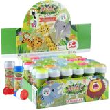 24x Jungle/safari dieren bellenblaas flesjes met spelletje 60 ml voor kinderen - Uitdeelspeelgoed - Grabbelton speelgoed