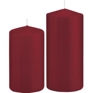 Trend Candles - Stompkaarsen set 6x stuks bordeaux rood 12 en 15 cm