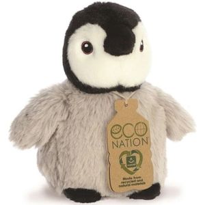 Aurora Eco Nation pluche knuffeldier Pinguin kuiken - grijs - 13 cm - Artic thema speelgoed dieren