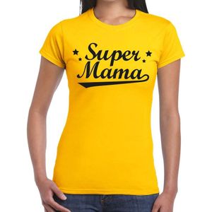 Super mama cadeau t-shirt geel dames - kado shirt voor moeders