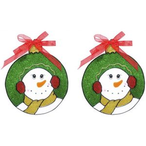 2x stuks kerst raamstickers sneeuwpop plaatjes 18 cm - Raamdecoratie kerst - Kinder kerststickers