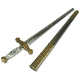 Carnaval verkleed wapens - Zilver middeleeuws ridder zwaard in gouden schede 45 cm