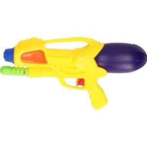 1x Waterpistolen/waterpistool geel van 30 cm met pomp kinderspeelgoed - waterspeelgoed van kunststof - waterpistolen met pomp