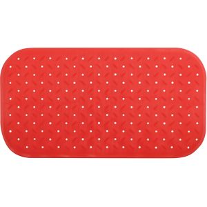 MSV Douche/bad anti-slip mat badkamer - rubber - rood - 36 x 76 cm - met zuignappen