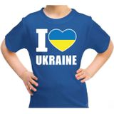 I love Ukraine t-shirt blauw voor kids - Oekraine landen shirt - Oekraiens supporters kleding
