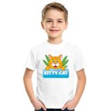 Kitty Cat t-shirt wit voor kinderen - unisex - katten / poezen shirt - kinderkleding / kleding