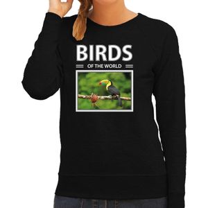 Dieren foto sweater Toekan - zwart - dames - birds of the world - cadeau trui vogel liefhebber