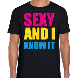 Sexy and i know it cadeau t-shirt zwart heren - Fun tekst /  Verjaardag cadeau / kado t-shirt