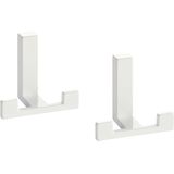 4x Luxe kapstokhaken / jashaken modern wit met dubbele haak - hoogwaardig metaal - 4 x 6,1 cm - metalen kapstokhaakjes / garderobe haakjes