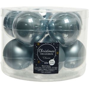 Decoris Kerstballen - 10 stuks - glas - lichtblauw - 6 cm