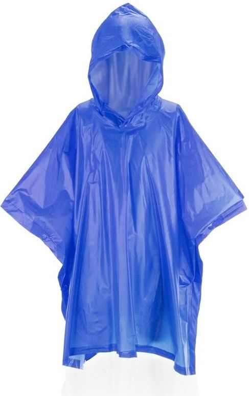 Kinder regen poncho - pvc - blauw - in zakje - vanaf 4 jaar - noodponcho met capuchon