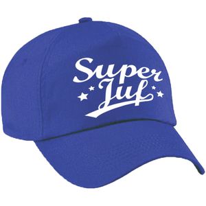 Super juf cadeau pet / baseball cap blauw voor dames - bedankt kado voor een juf / leerkracht