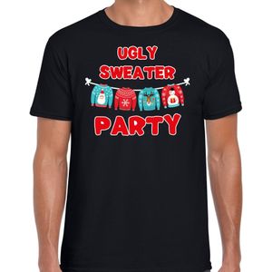Ugly sweater party Kerstshirt / Kerst t-shirt zwart voor heren - Kerstkleding / Christmas outfit