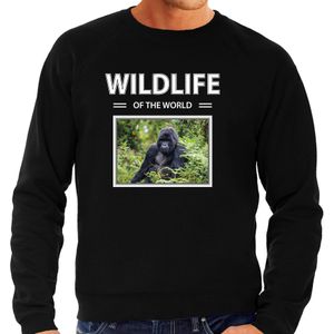 Dieren foto sweater Gorilla aap - zwart - heren - wildlife of the world - cadeau trui Gorillas liefhebber