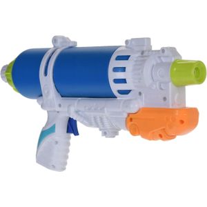 1x Waterpistolen/waterpistool blauw/wit van 34 cm kinderspeelgoed - waterspeelgoed van kunststof