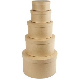2x stuks ronde bruine hobby knutselen doos/dozen van karton - 25 x 13,5 cm - Hoedendoos/cadeauverpakking
