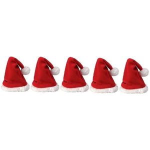 5x Mini kerstmutsjes rood - kerstmutsen voor huisdieren / poppen