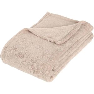 Fleece deken/fleeceplaid beige 130 x 180 cm polyester - Bankdeken - Fleece deken - Fleece plaid