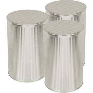 Set van 3x stuks opslagboxen/voorraadblikken met klik-deksel in de kleur zilver van tin-metaal met formaat 11 x 17,6 cm