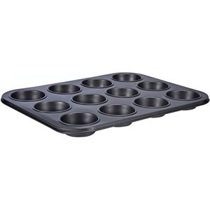 Zwarte Bakvorm - 12 muffins - 36 x 28 x 3 cm