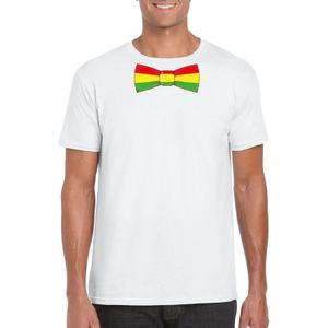 Wit t-shirt met Limburgse kleuren strik heren - Carnaval shirts