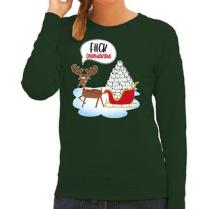 F#ck coronavirus foute Kerstsweater / kersttrui groen voor dames - Kerstkleding / Christmas outfit