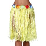 Fiestas Guirca Hawaii verkleed rokje - 4x - voor volwassenen - geel - 50 cm - hoela rok - tropisch
