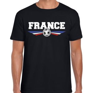 Frankrijk / France landen / voetbal t-shirt met wapen in de kleuren van de Franse vlag - zwart - heren - Frankrijk landen shirt / kleding - EK / WK / voetbal shirt