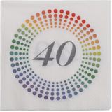 60x Leeftijd 40 jaar themafeest/verjaardag servetten 33 x 33 cm confetti - Papieren feest wegwerp tafeldecoraties